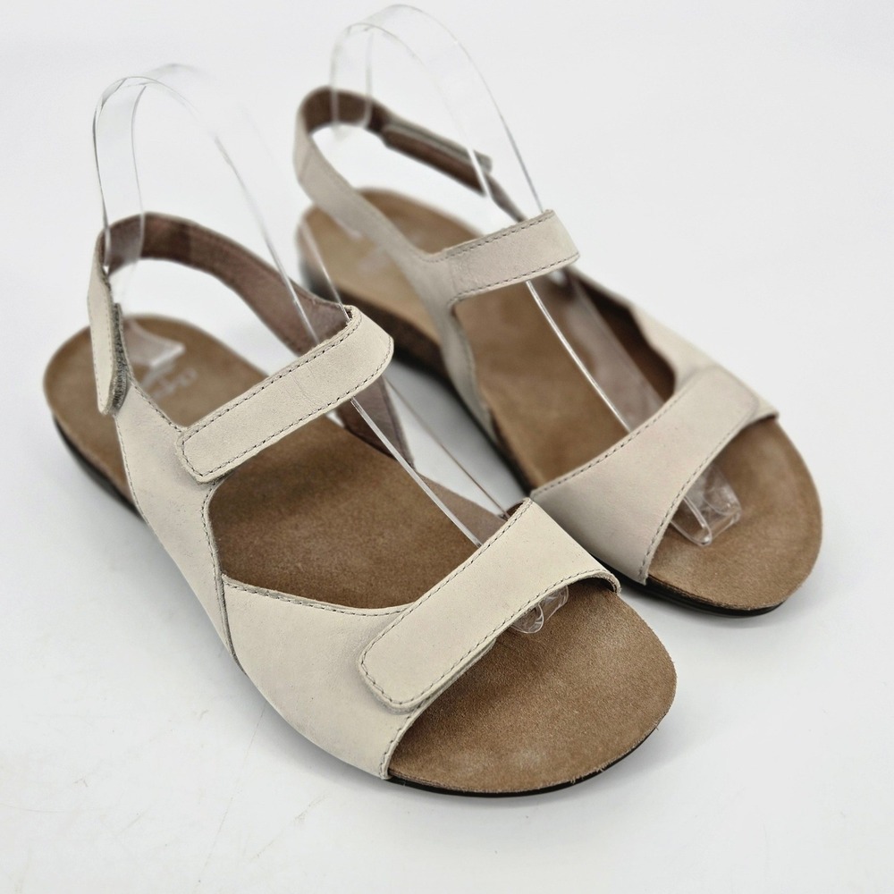 Dansko Ronda Ivory Leather Strappy Double Hook Loop Comfort Sandals 38 US 7.5 8